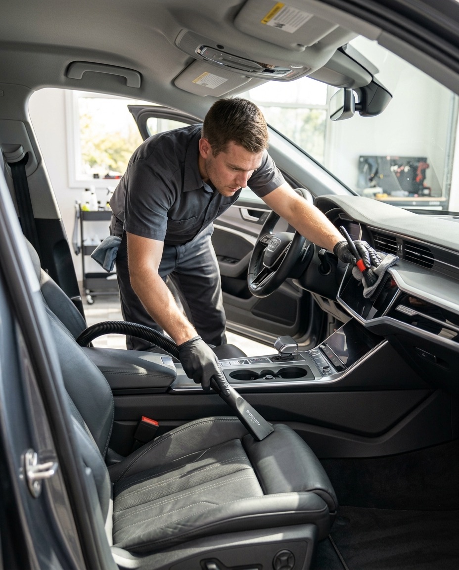 Cleaning and detailing the interior dashboard